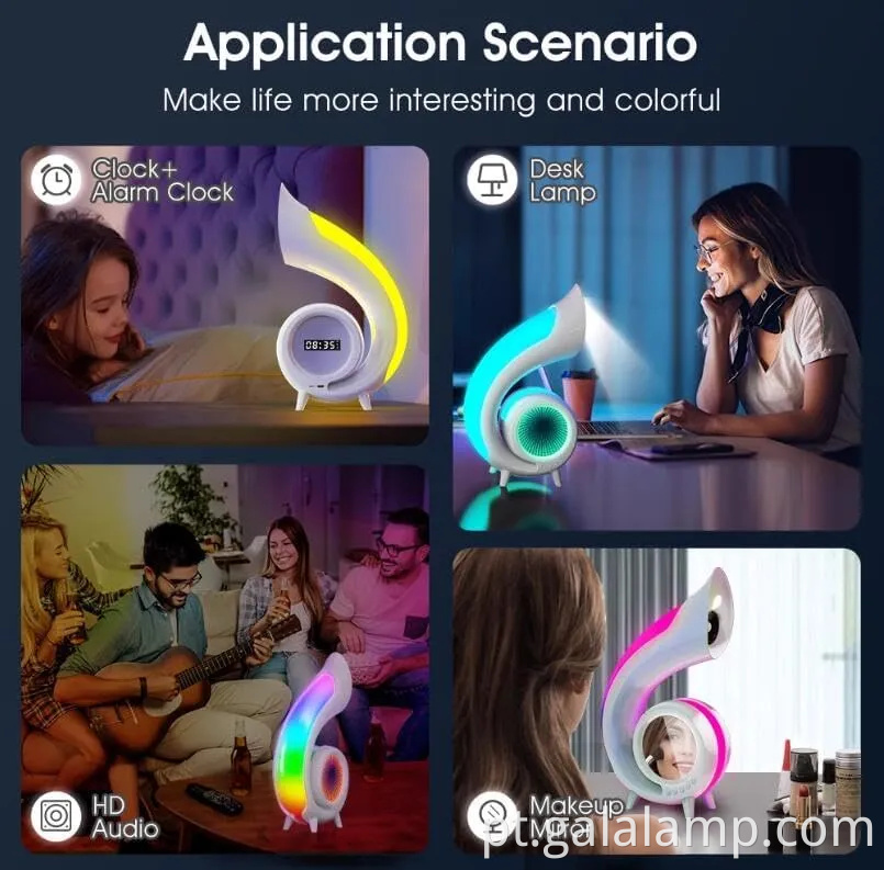 Alto-falante Bluetooth de inspiração vintage com exibição colorida de relógio LED